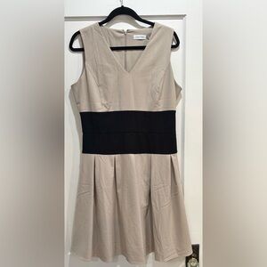 Calvin Klein Beige and Black Midi Dress